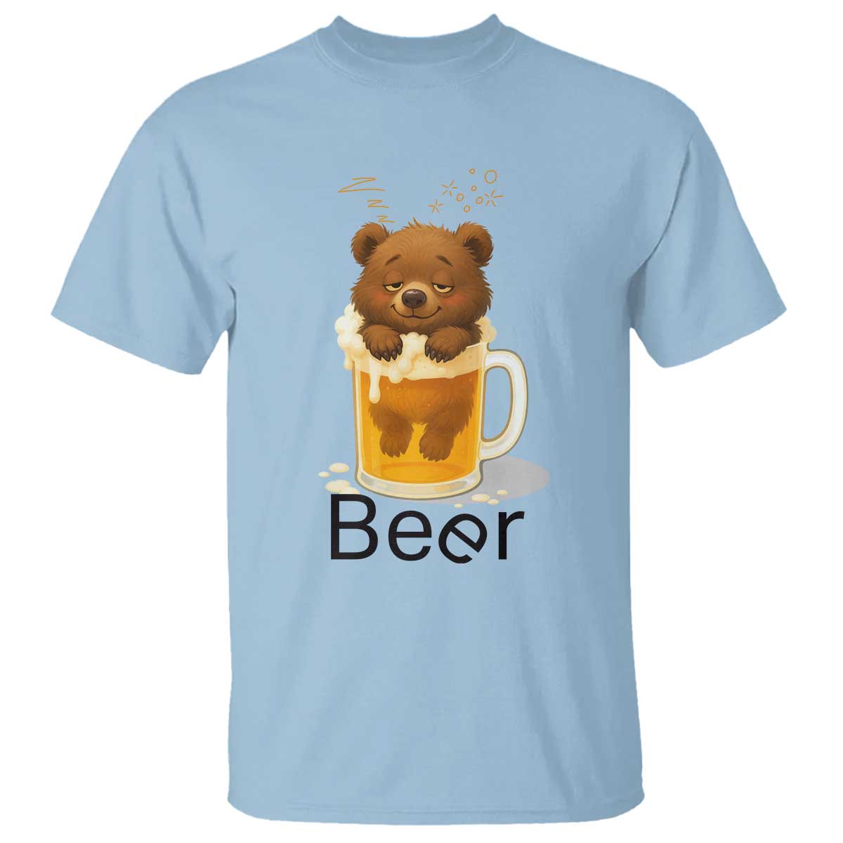 Funny Drinking Lover T Shirt Bear In Beer Glass TS12 Light Blue Print Your Wear