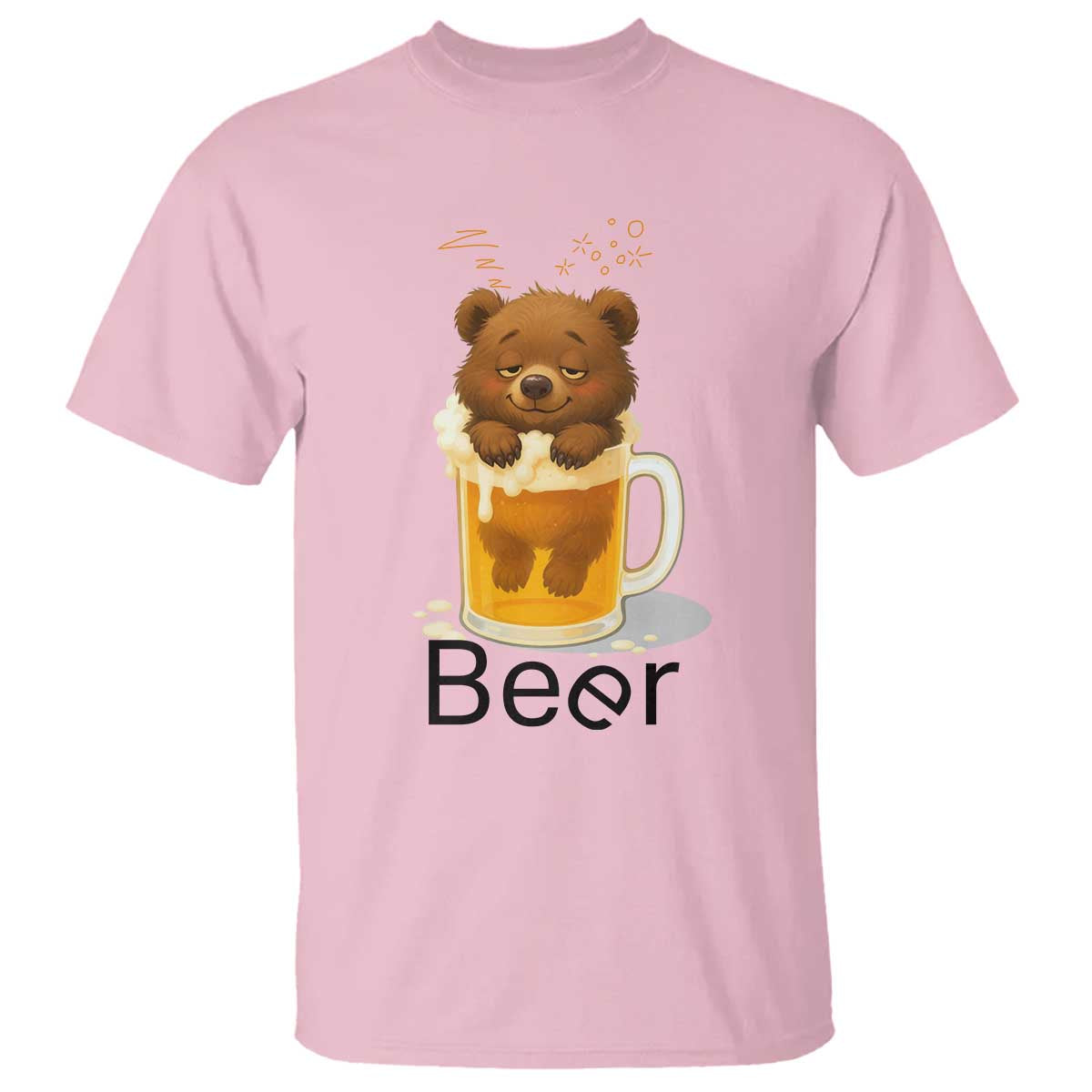 Funny Drinking Lover T Shirt Bear In Beer Glass TS12 Light Pink Print Your Wear