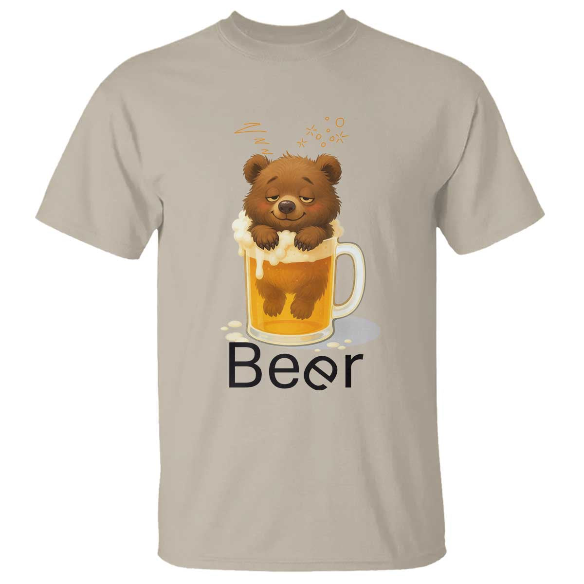Funny Drinking Lover T Shirt Bear In Beer Glass TS12 Sand Print Your Wear