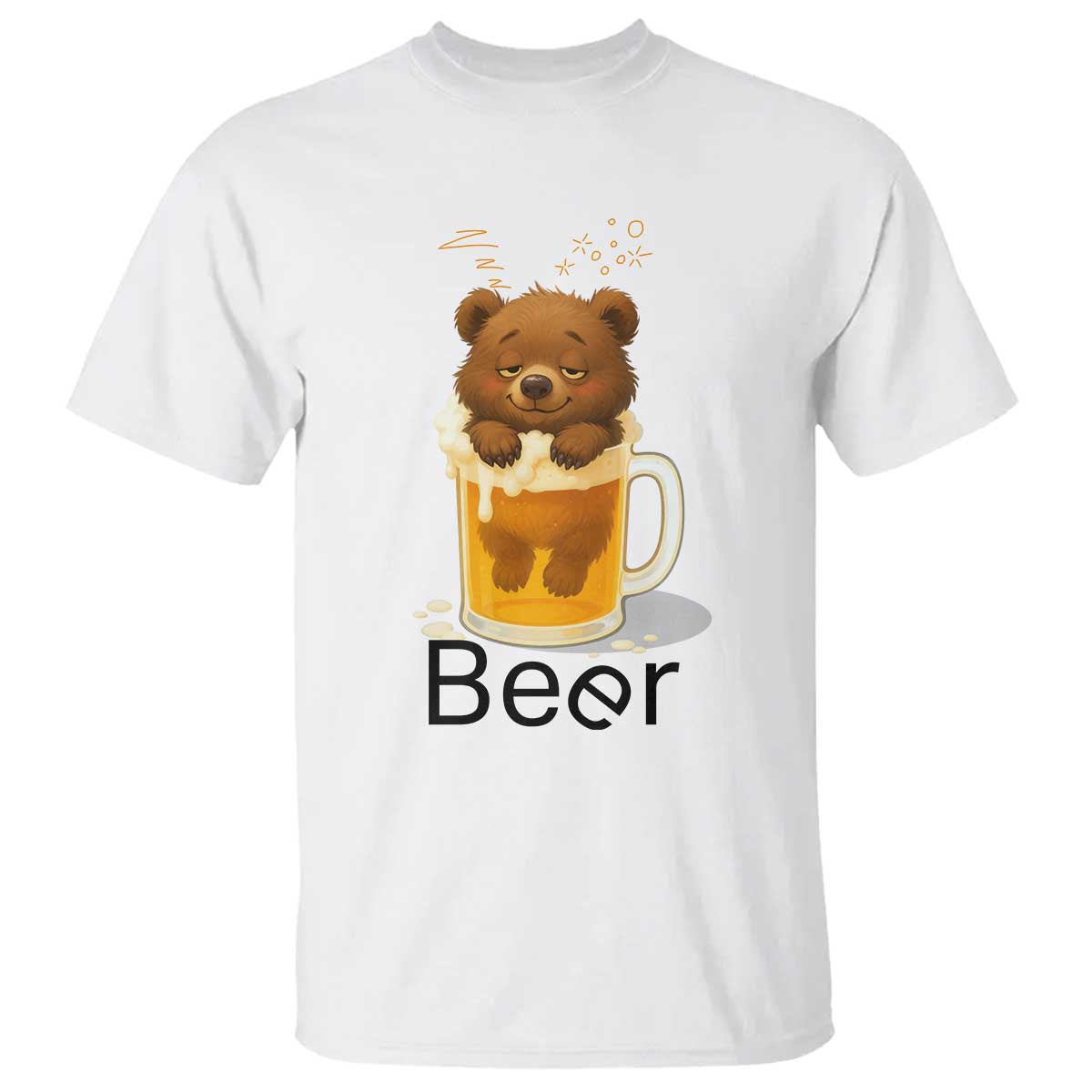 Funny Drinking Lover T Shirt Bear In Beer Glass TS12 White Print Your Wear