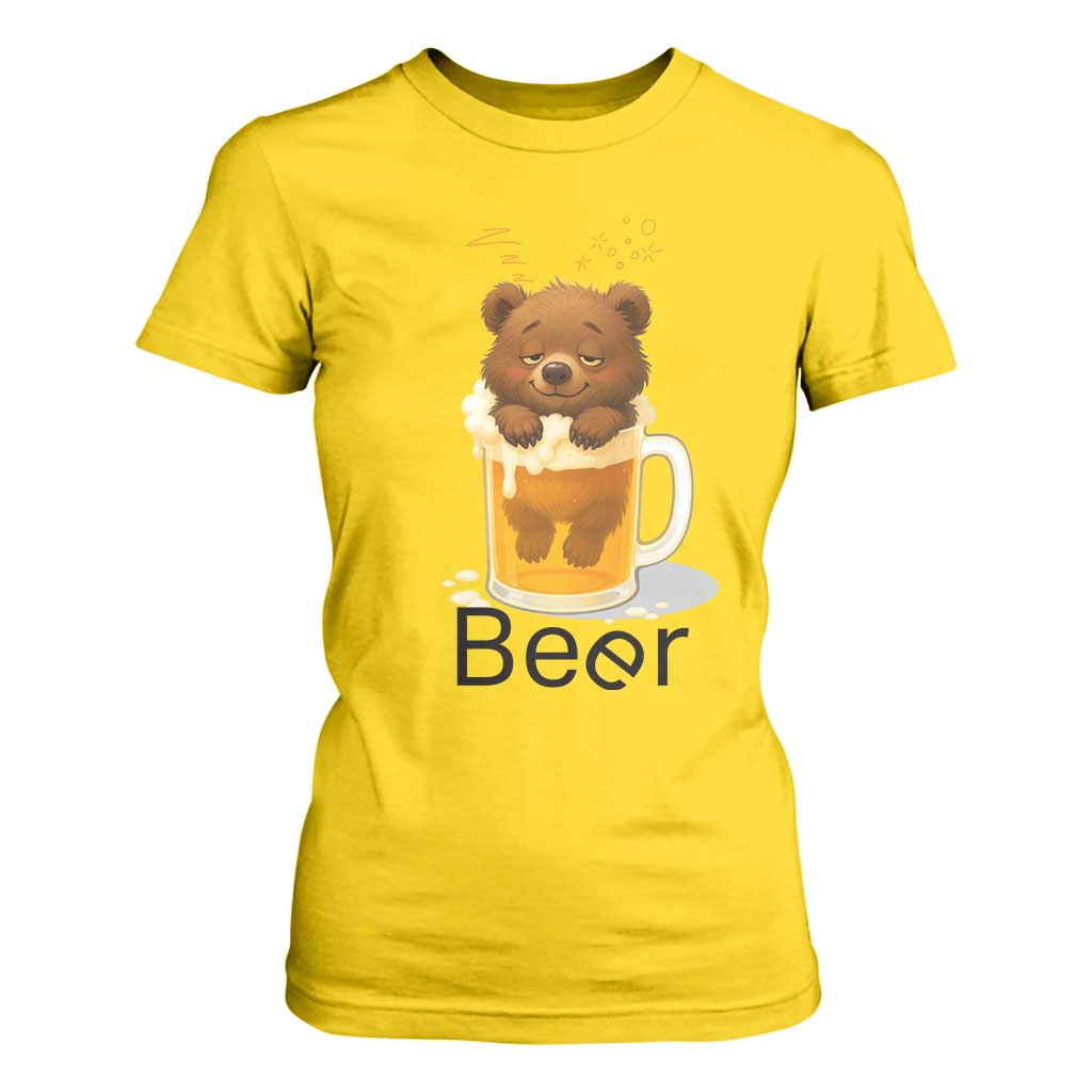 Funny Drinking Lover T Shirt For Women Bear In Beer Glass TS12 Daisy Print Your Wear