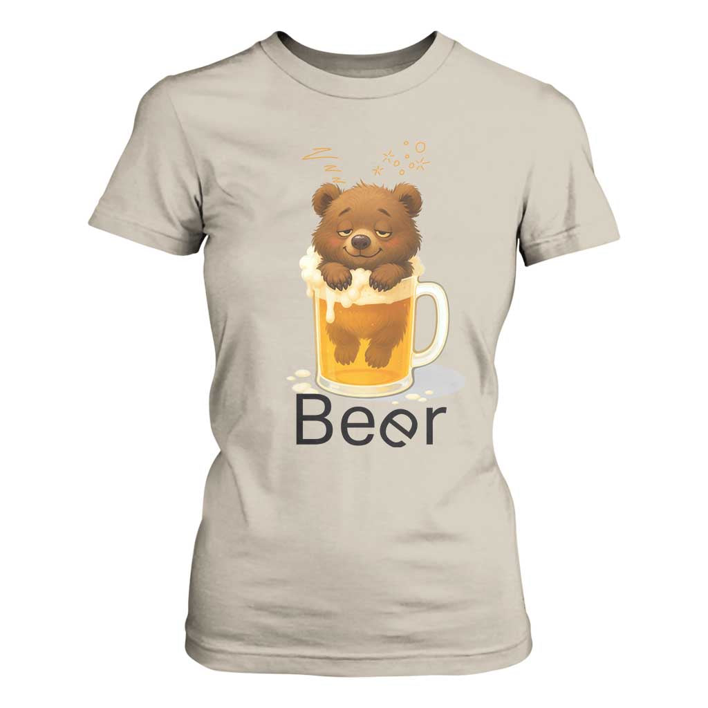 Funny Drinking Lover T Shirt For Women Bear In Beer Glass TS12 Sand Print Your Wear