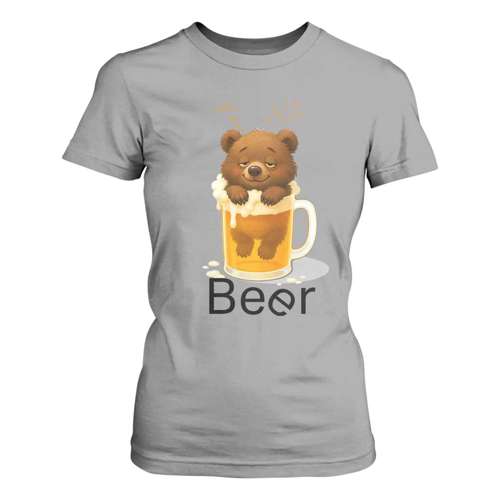 Funny Drinking Lover T Shirt For Women Bear In Beer Glass TS12 Sport Gray Print Your Wear