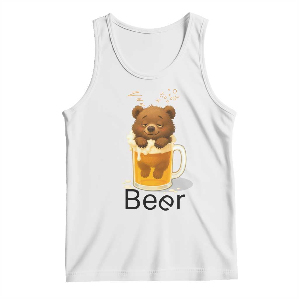 Funny Drinking Lover Tank Top Bear In Beer Glass TS12 White Print Your Wear