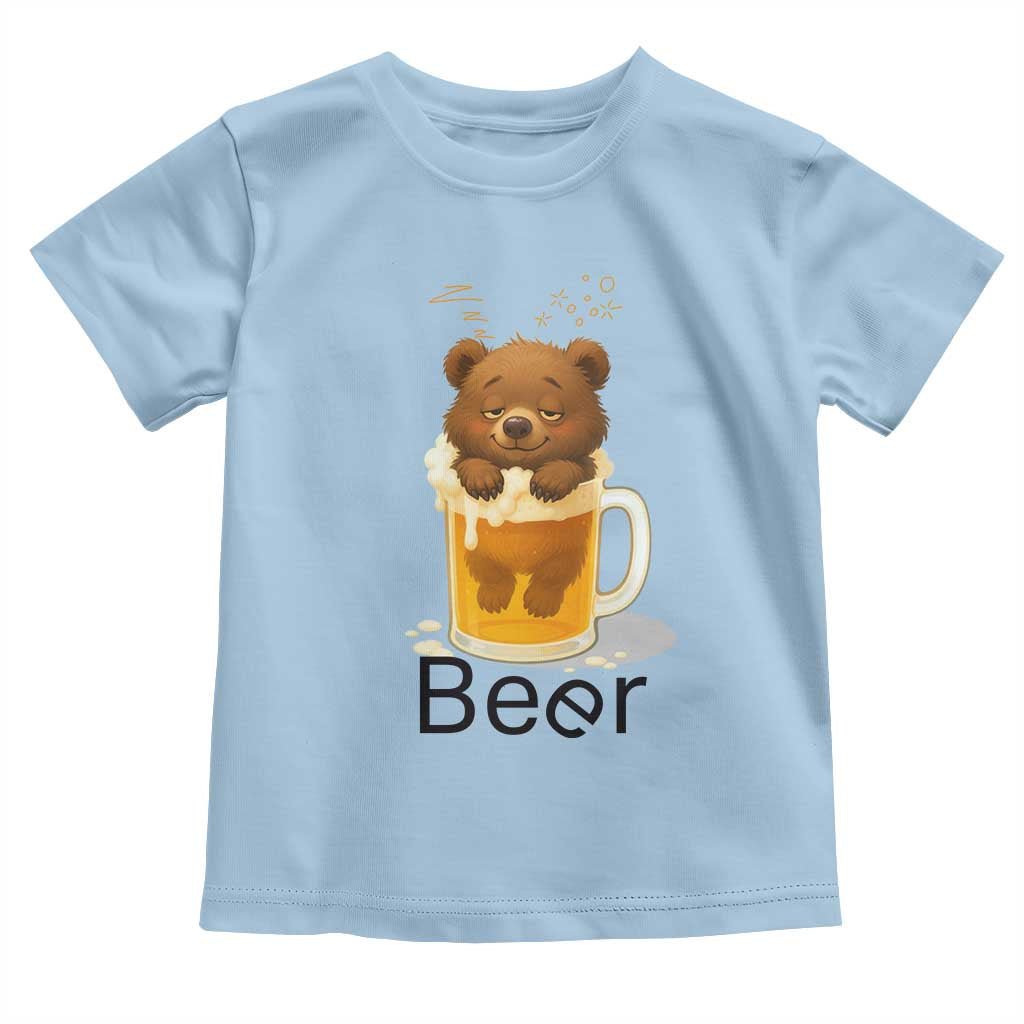 Funny Drinking Lover Toddler T Shirt Bear In Beer Glass TS12 Light Blue Print Your Wear