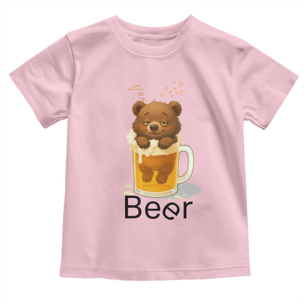 Funny Drinking Lover Toddler T Shirt Bear In Beer Glass TS12 Light Pink Print Your Wear