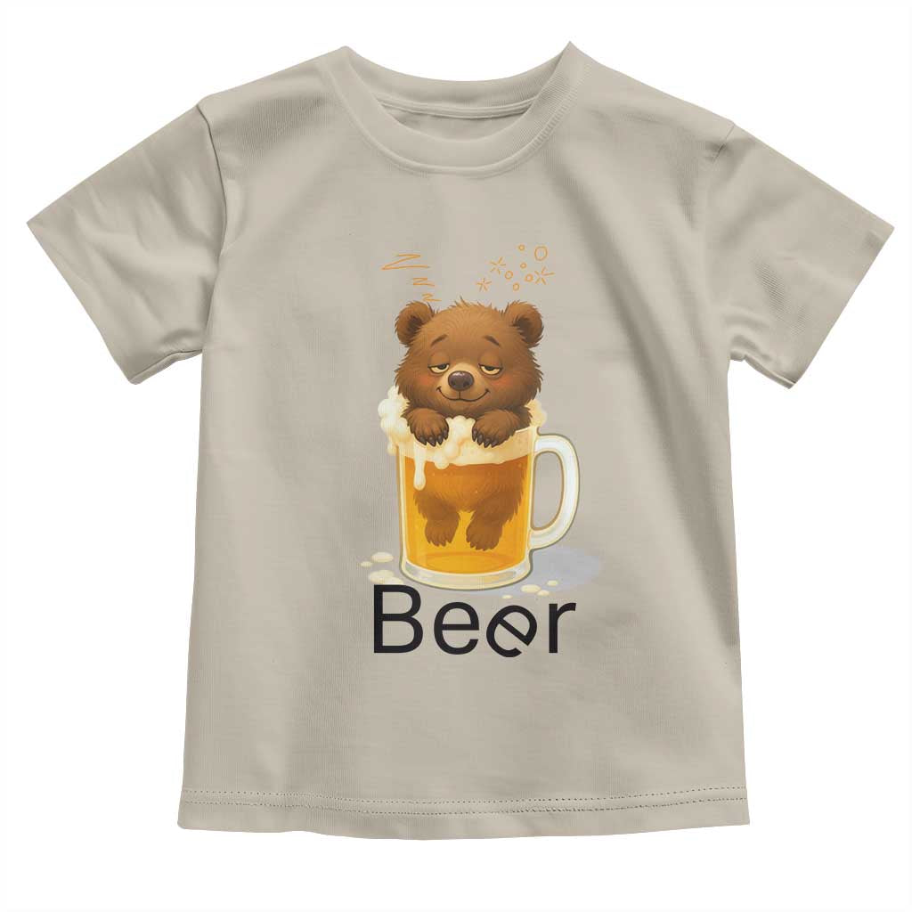 Funny Drinking Lover Toddler T Shirt Bear In Beer Glass TS12 Sand Print Your Wear