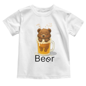 Funny Drinking Lover Toddler T Shirt Bear In Beer Glass TS12 White Print Your Wear