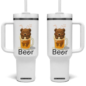 Funny Drinking Lover Tumbler With Handle Bear In Beer Glass TS12 One Size: 40 oz White Print Your Wear