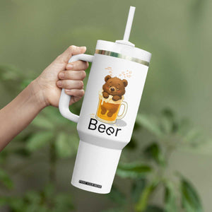 Funny Drinking Lover Tumbler With Handle Bear In Beer Glass TS12 Print Your Wear