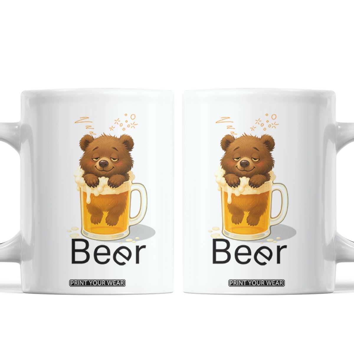 Funny Drinking Lover Coffee Mug Bear In Beer Glass TS12 White Print Your Wear