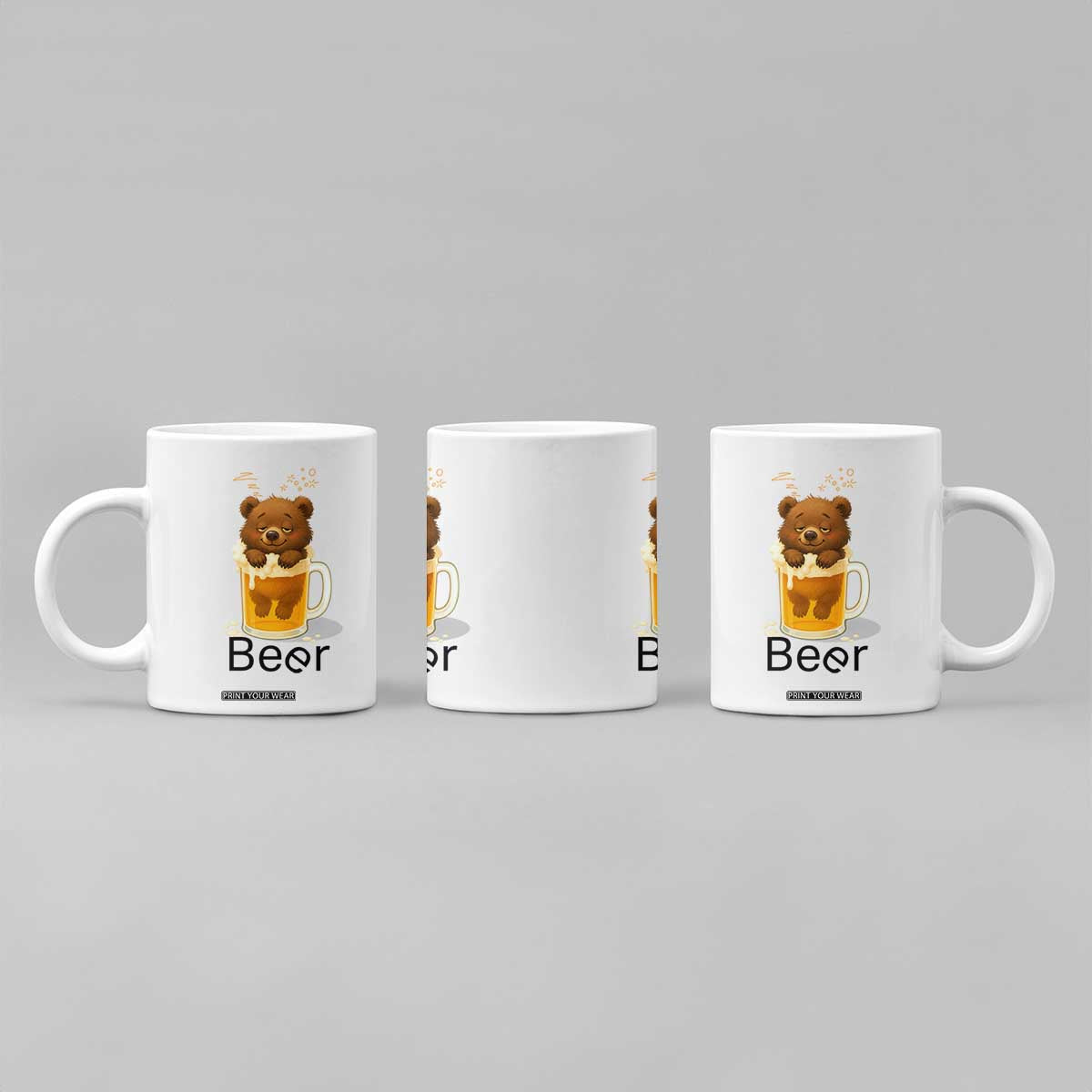 Funny Drinking Lover Coffee Mug Bear In Beer Glass TS12 Print Your Wear