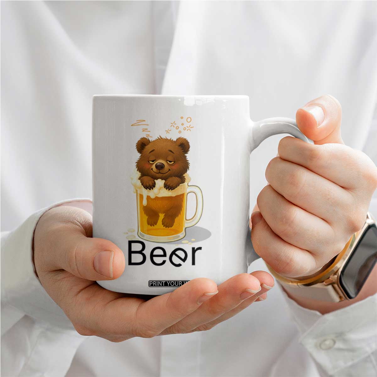 Funny Drinking Lover Coffee Mug Bear In Beer Glass TS12 Print Your Wear