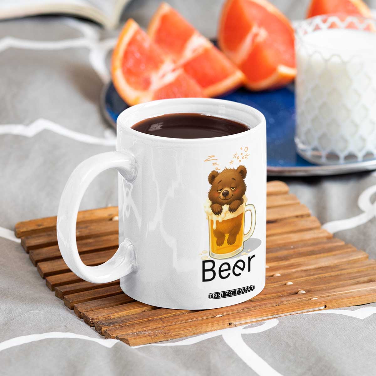 Funny Drinking Lover Coffee Mug Bear In Beer Glass TS12 Print Your Wear