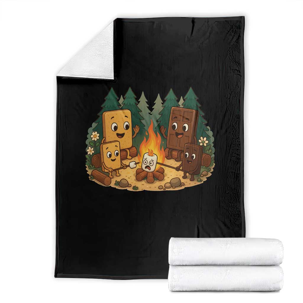 Funny Smores Camping Throw Blanket Marshmallow Chocolate Fire TS12 Black Print Your Wear