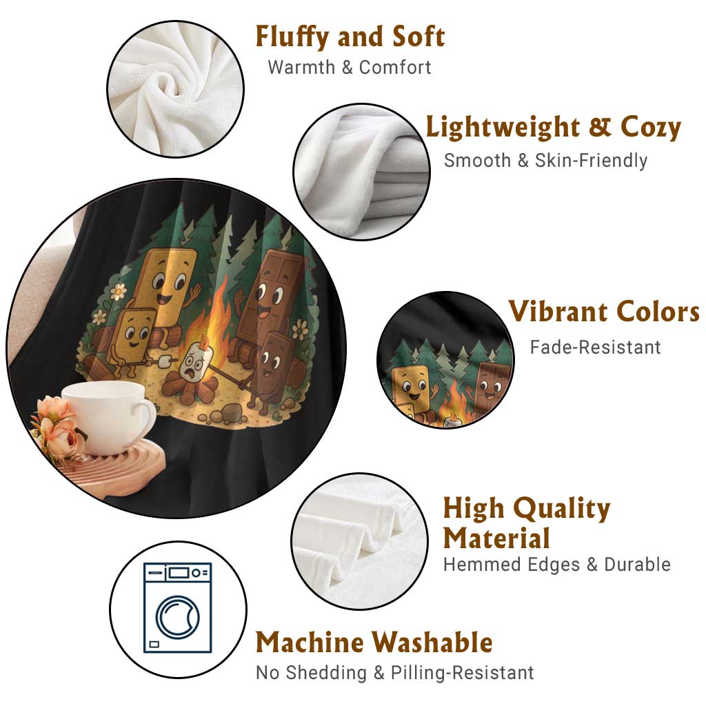 Funny Smores Camping Throw Blanket Marshmallow Chocolate Fire TS12 Print Your Wear