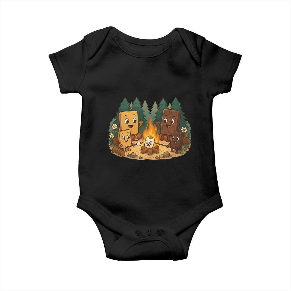 Funny Smores Camping Baby Onesie Marshmallow Chocolate Fire TS12 Black Print Your Wear