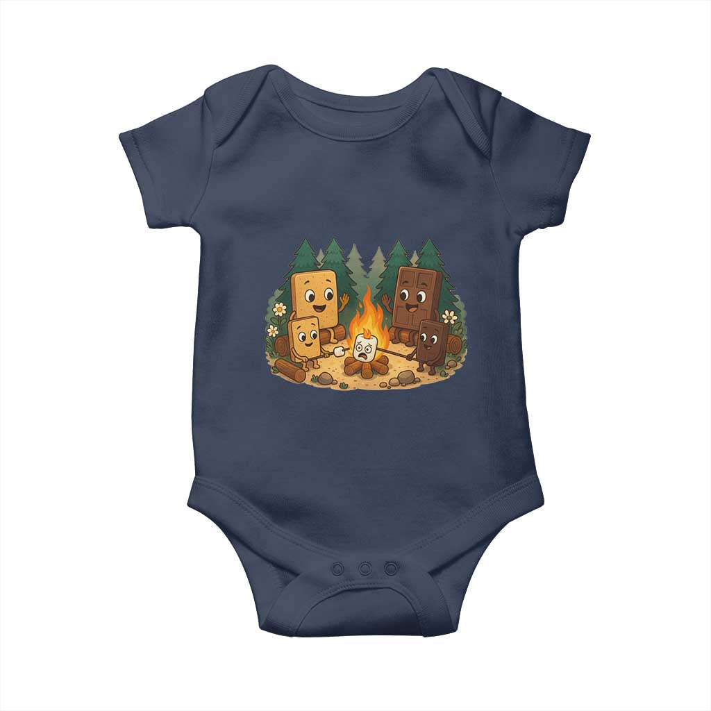 Funny Smores Camping Baby Onesie Marshmallow Chocolate Fire TS12 Navy Print Your Wear