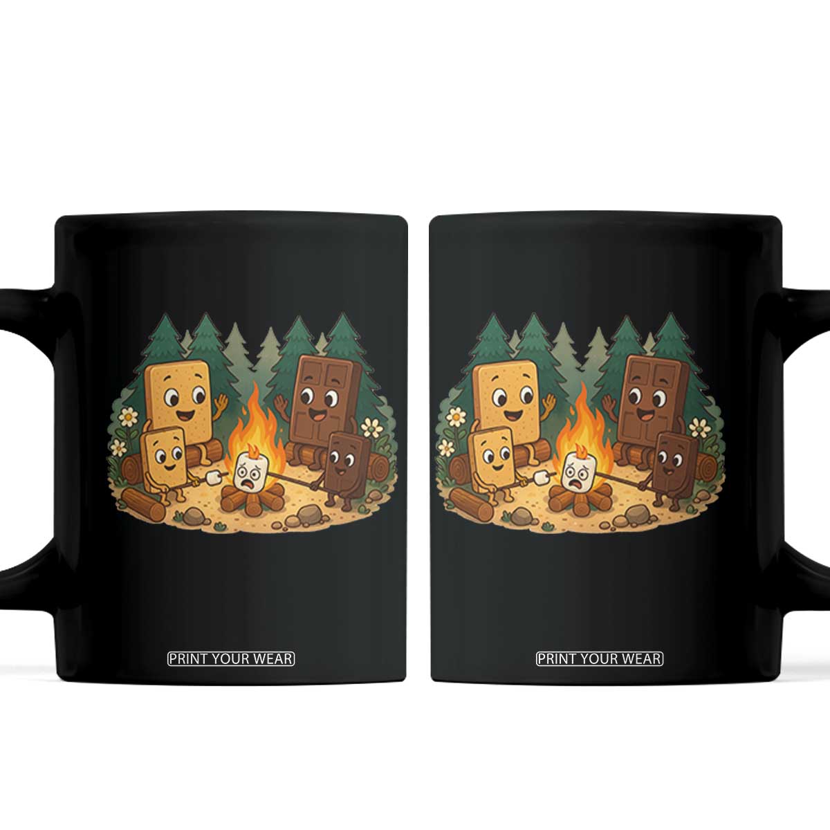 Funny Smores Camping Coffee Mug Marshmallow Chocolate Fire TS12 Black Print Your Wear