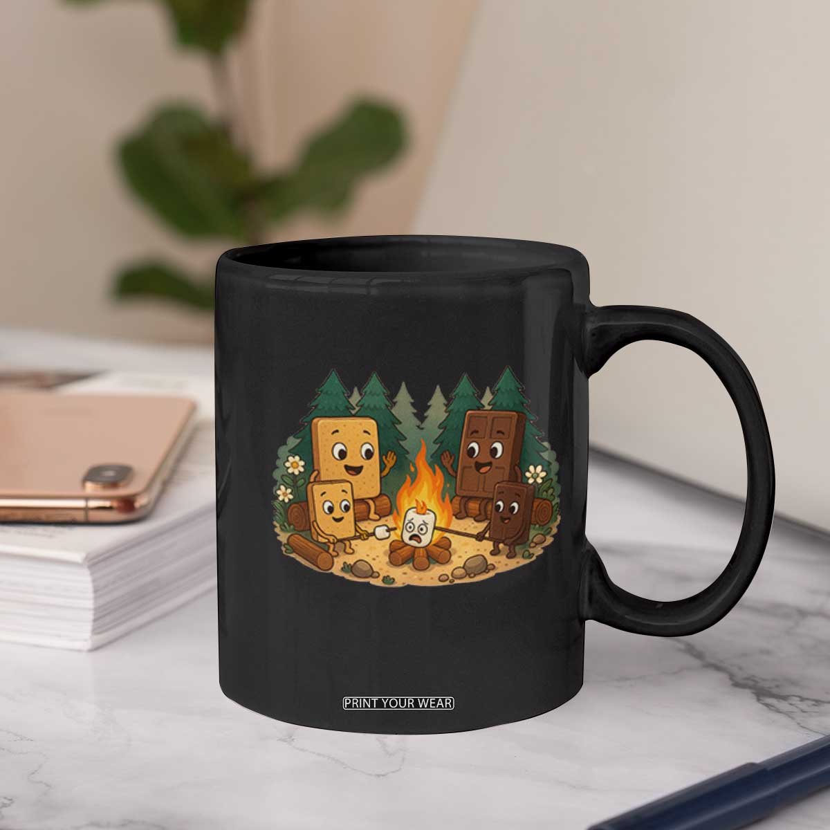 Funny Smores Camping Coffee Mug Marshmallow Chocolate Fire TS12 Print Your Wear