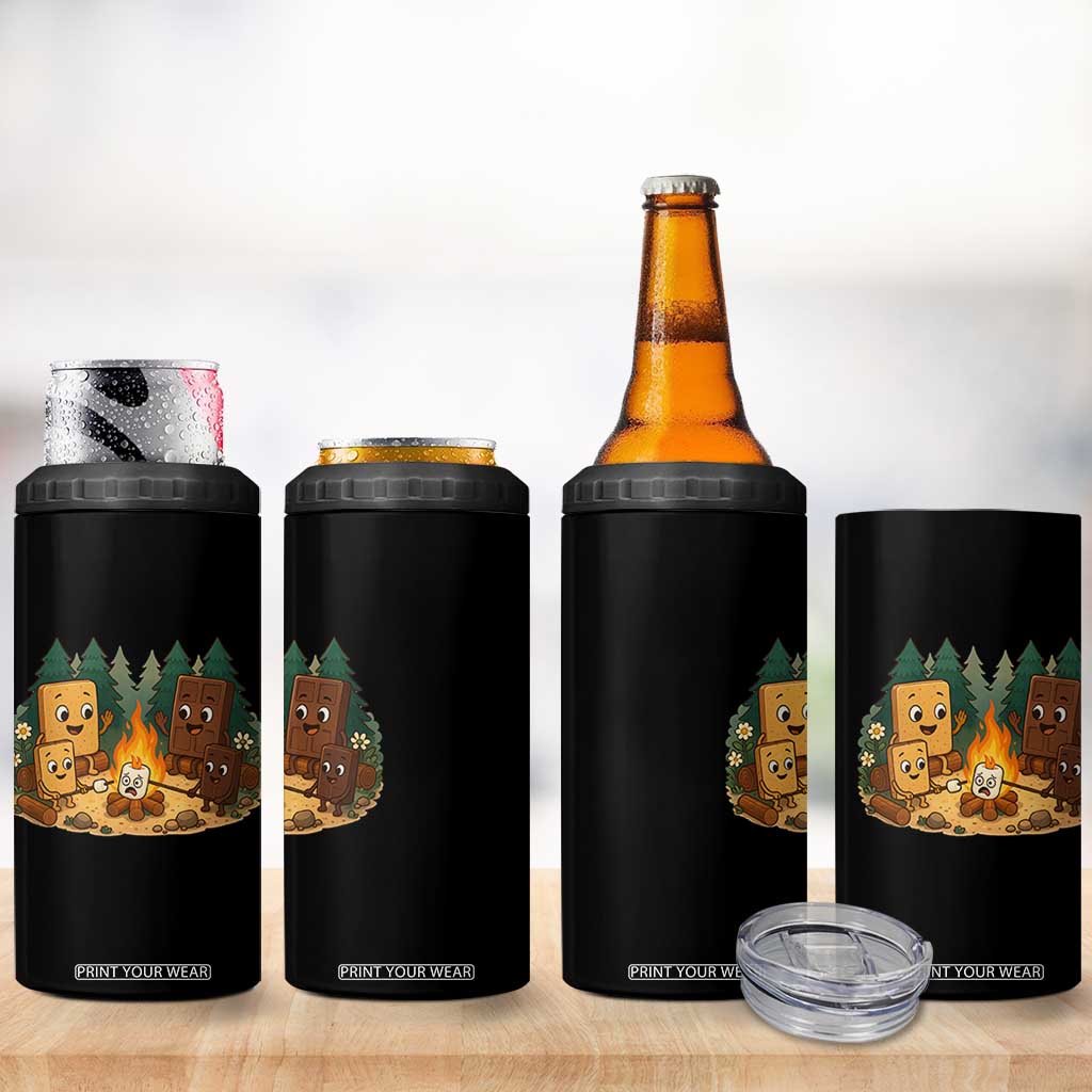 Funny Smores Camping 4 in 1 Can Cooler Tumbler Marshmallow Chocolate Fire TS12 Print Your Wear