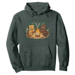 Funny Smores Camping Hoodie Marshmallow Chocolate Fire TS12 Dark Forest Green Print Your Wear