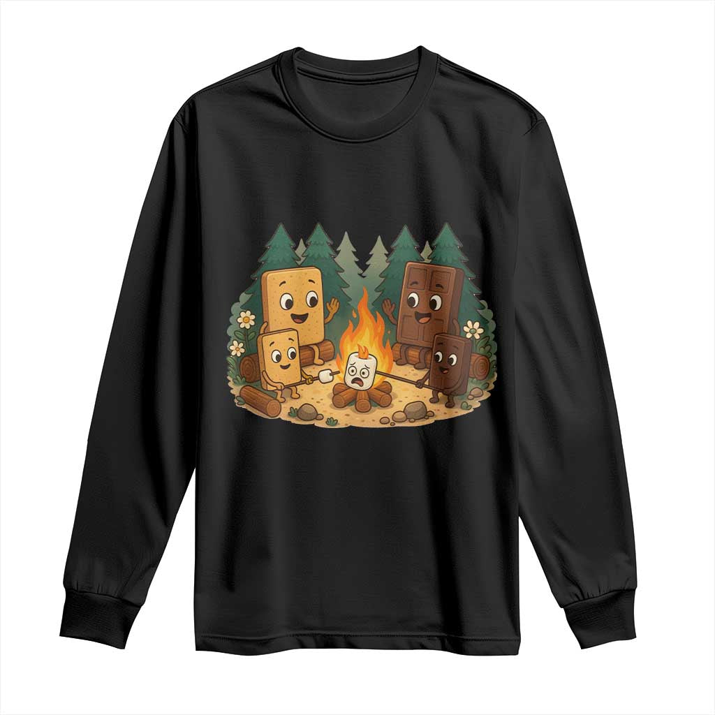 Funny Smores Camping Long Sleeve Shirt Marshmallow Chocolate Fire TS12 Black Print Your Wear
