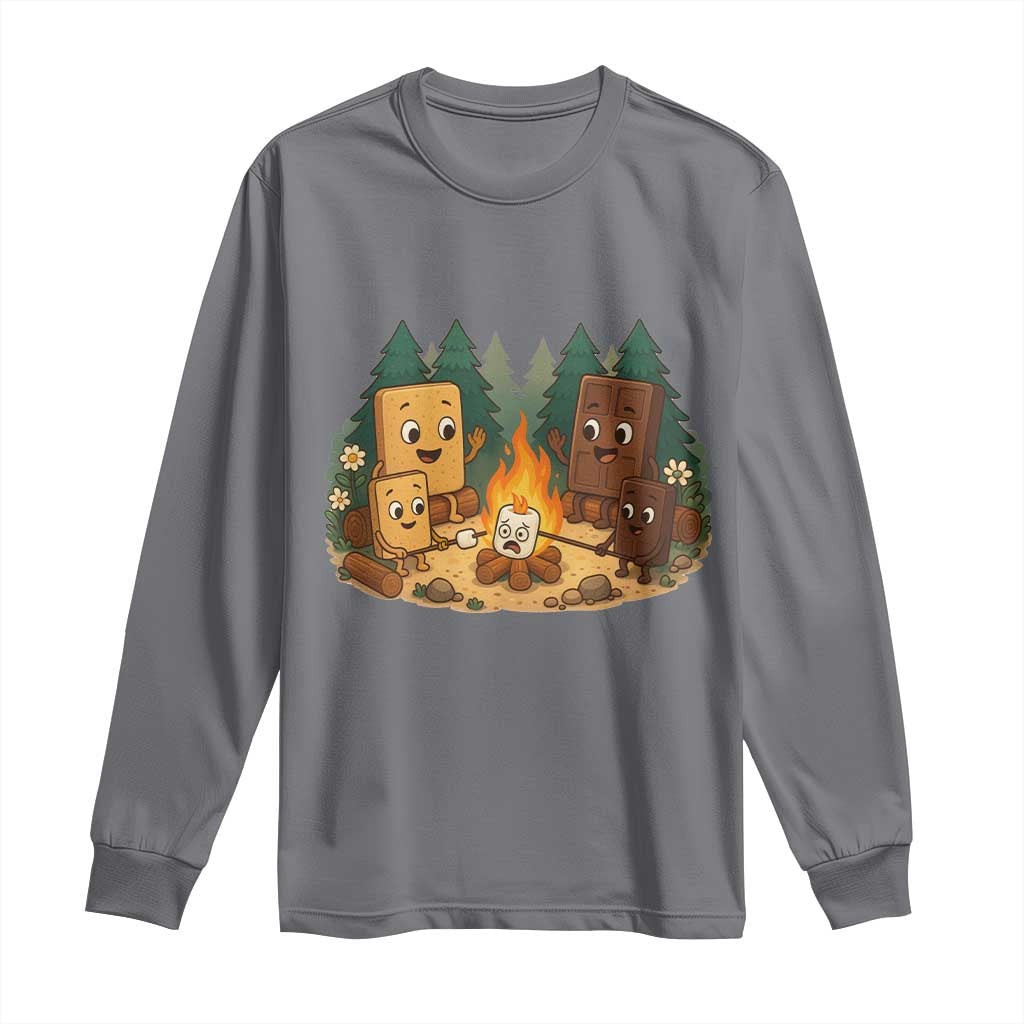 Funny Smores Camping Long Sleeve Shirt Marshmallow Chocolate Fire TS12 Charcoal Print Your Wear