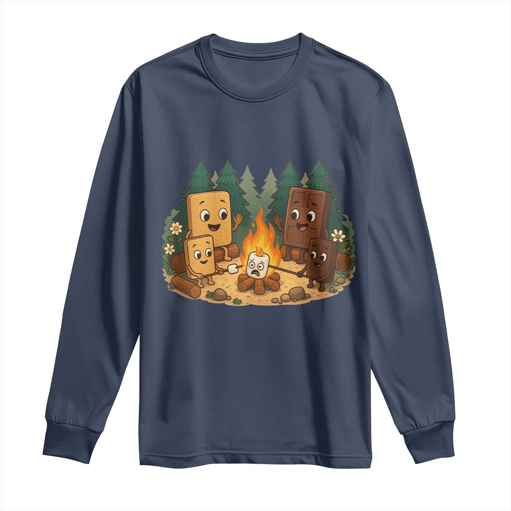 Funny Smores Camping Long Sleeve Shirt Marshmallow Chocolate Fire TS12 Navy Print Your Wear