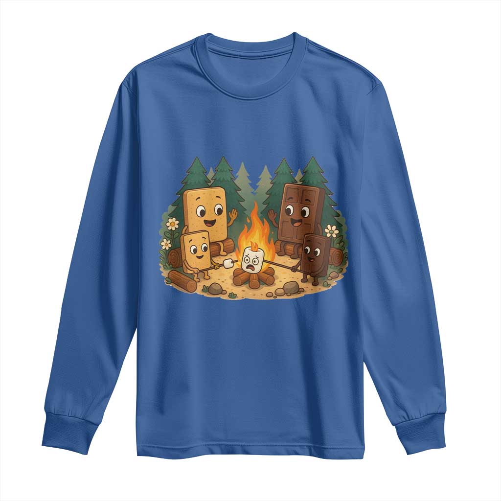 Funny Smores Camping Long Sleeve Shirt Marshmallow Chocolate Fire TS12 Royal Blue Print Your Wear
