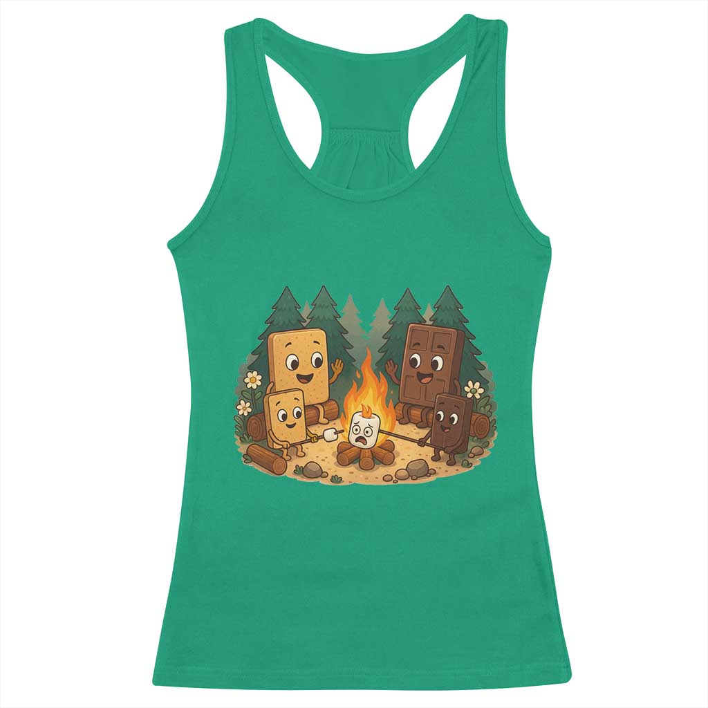 Funny Smores Camping Racerback Tank Top Marshmallow Chocolate Fire TS12 Irish Green Print Your Wear