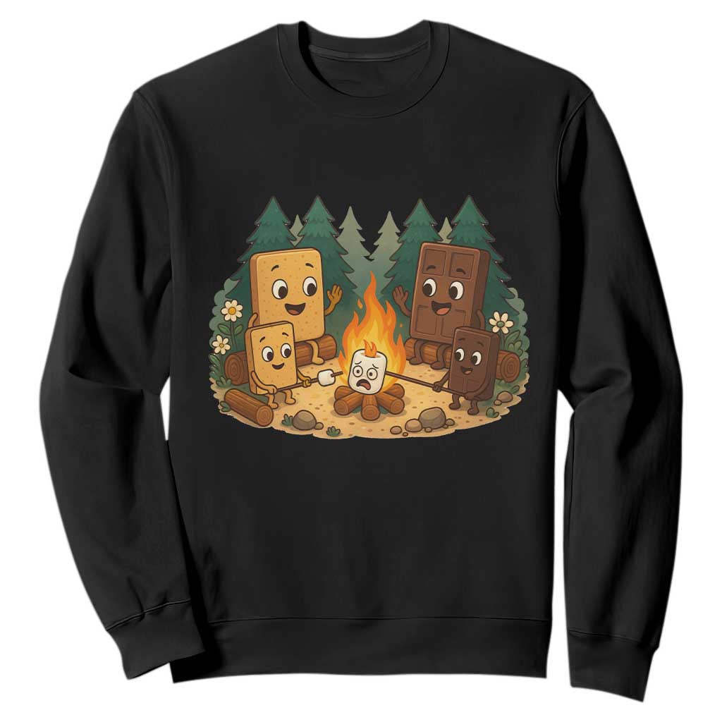 Funny Smores Camping Sweatshirt Marshmallow Chocolate Fire TS12 Black Print Your Wear