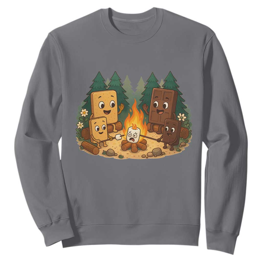 Funny Smores Camping Sweatshirt Marshmallow Chocolate Fire TS12 Charcoal Print Your Wear