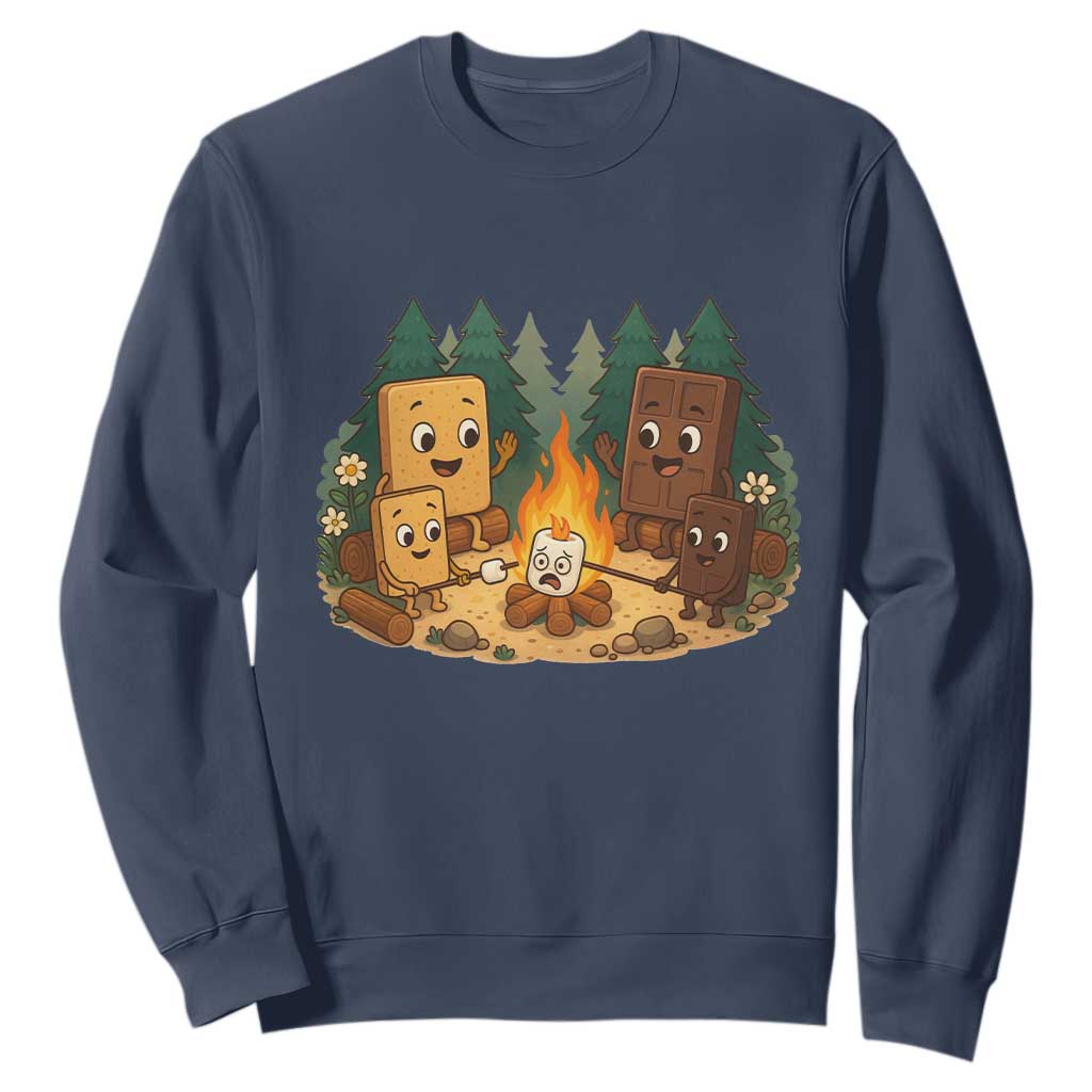 Funny Smores Camping Sweatshirt Marshmallow Chocolate Fire TS12 Navy Print Your Wear