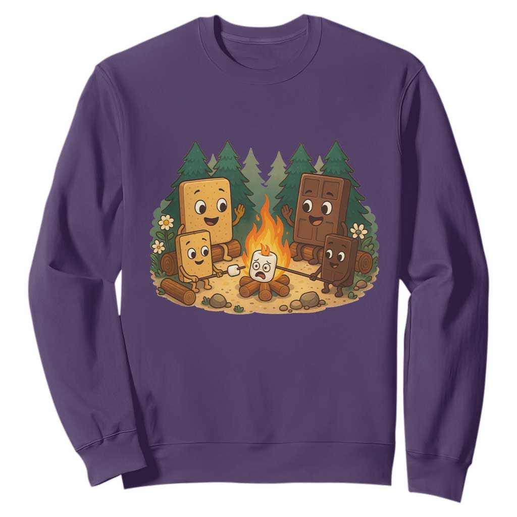 Funny Smores Camping Sweatshirt Marshmallow Chocolate Fire TS12 Purple Print Your Wear