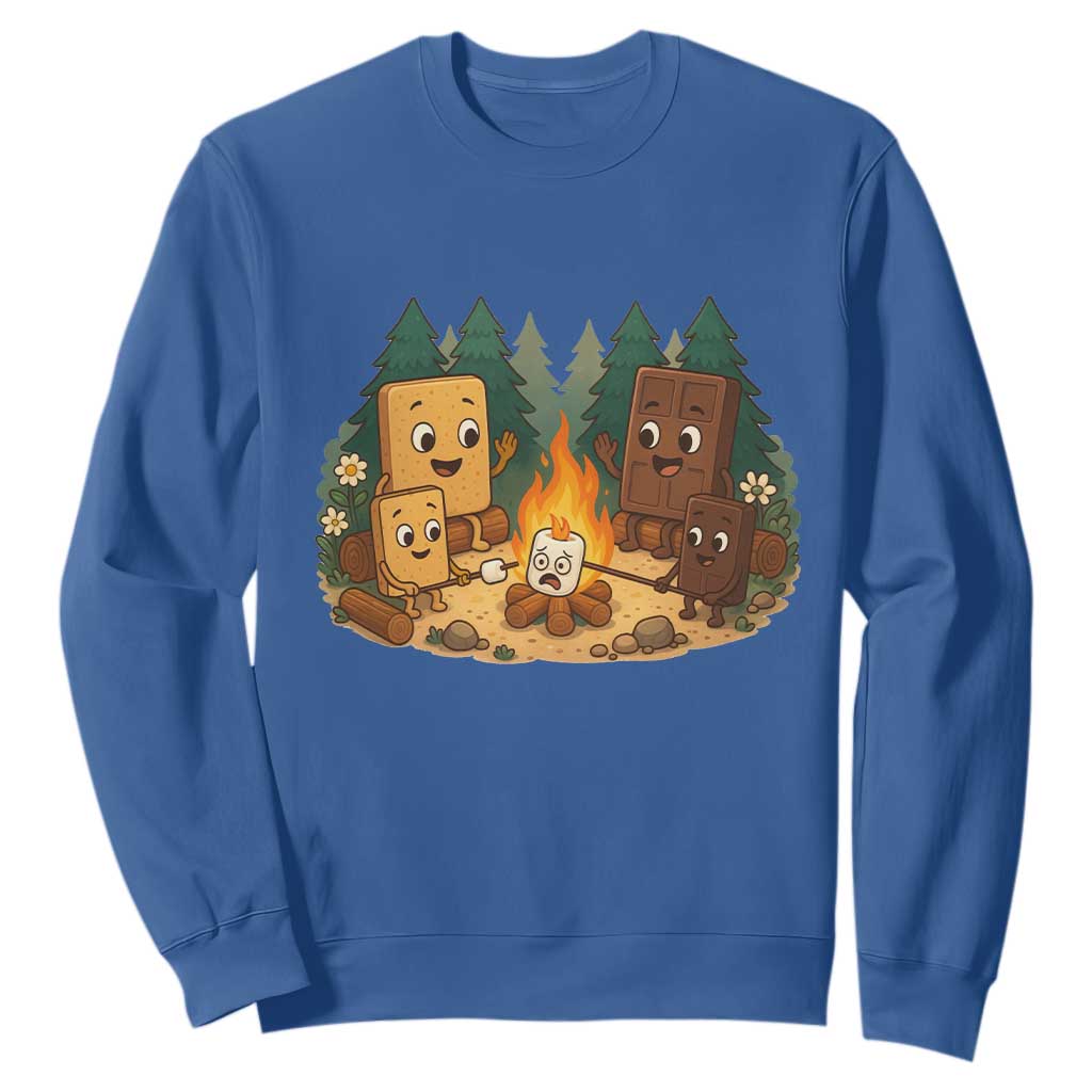 Funny Smores Camping Sweatshirt Marshmallow Chocolate Fire TS12 Royal Blue Print Your Wear