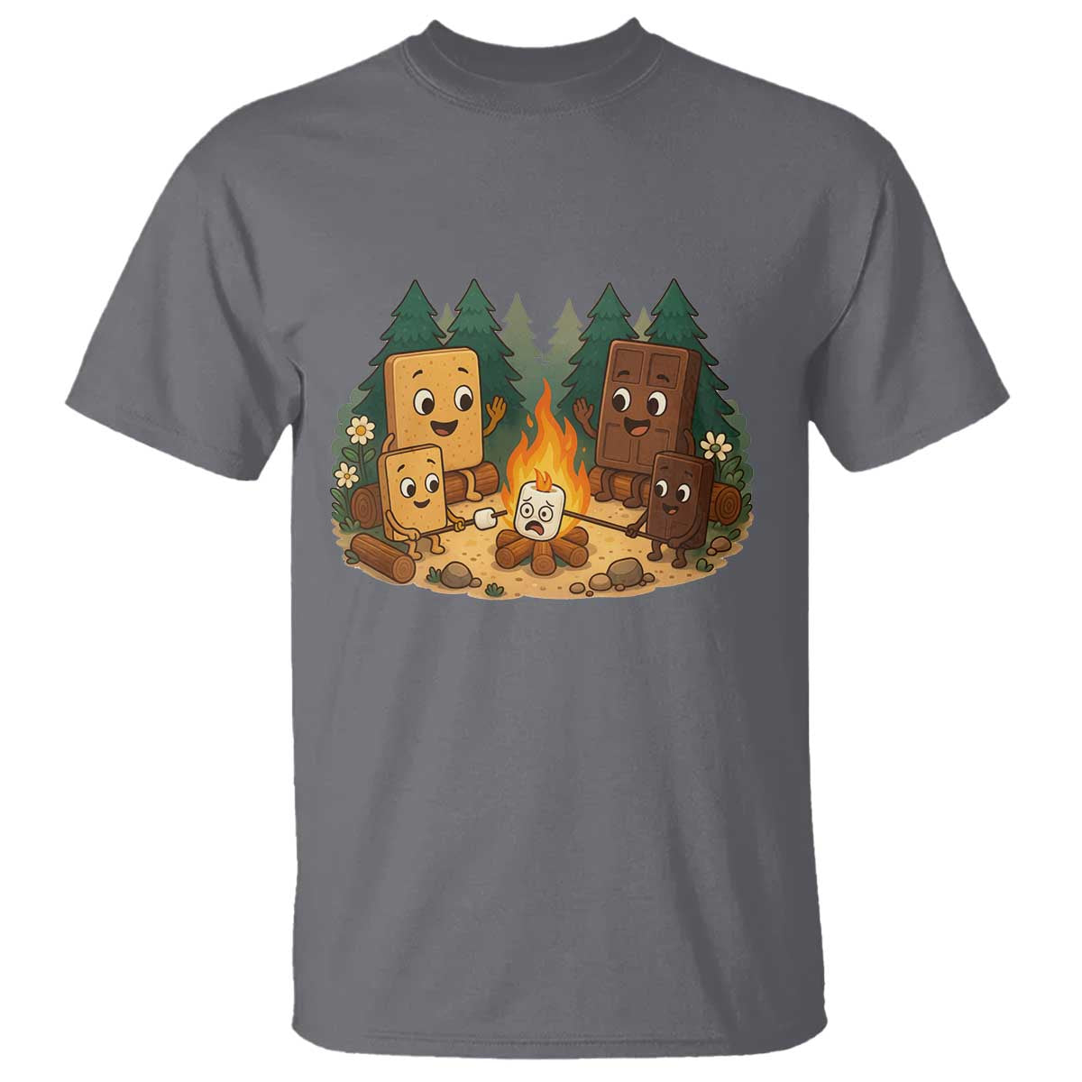 Funny Smores Camping T Shirt Marshmallow Chocolate Fire TS12 Charcoal Print Your Wear