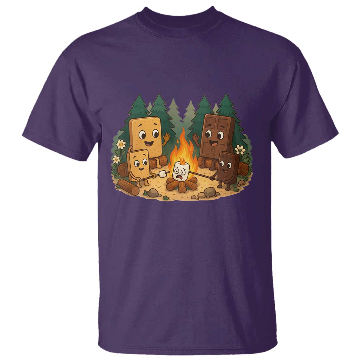 Funny Smores Camping T Shirt Marshmallow Chocolate Fire TS12 Purple Print Your Wear