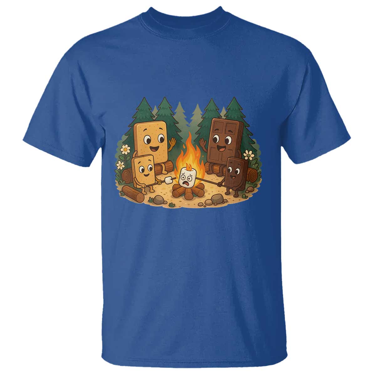 Funny Smores Camping T Shirt Marshmallow Chocolate Fire TS12 Royal Blue Print Your Wear