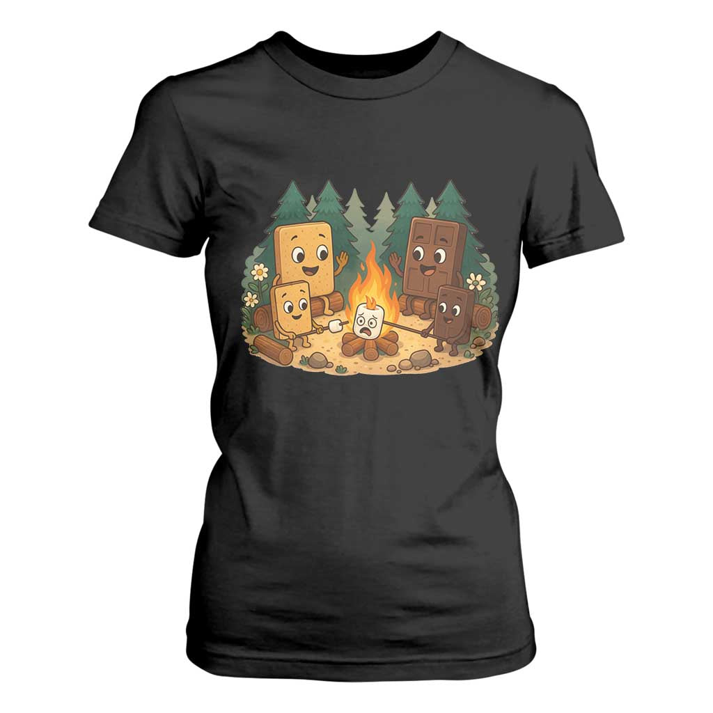 Funny Smores Camping T Shirt For Women Marshmallow Chocolate Fire TS12 Black Print Your Wear