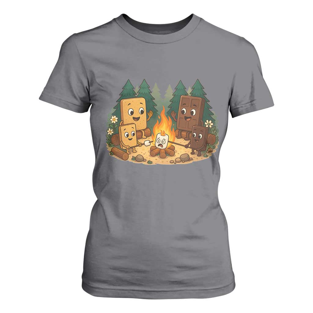 Funny Smores Camping T Shirt For Women Marshmallow Chocolate Fire TS12 Charcoal Print Your Wear