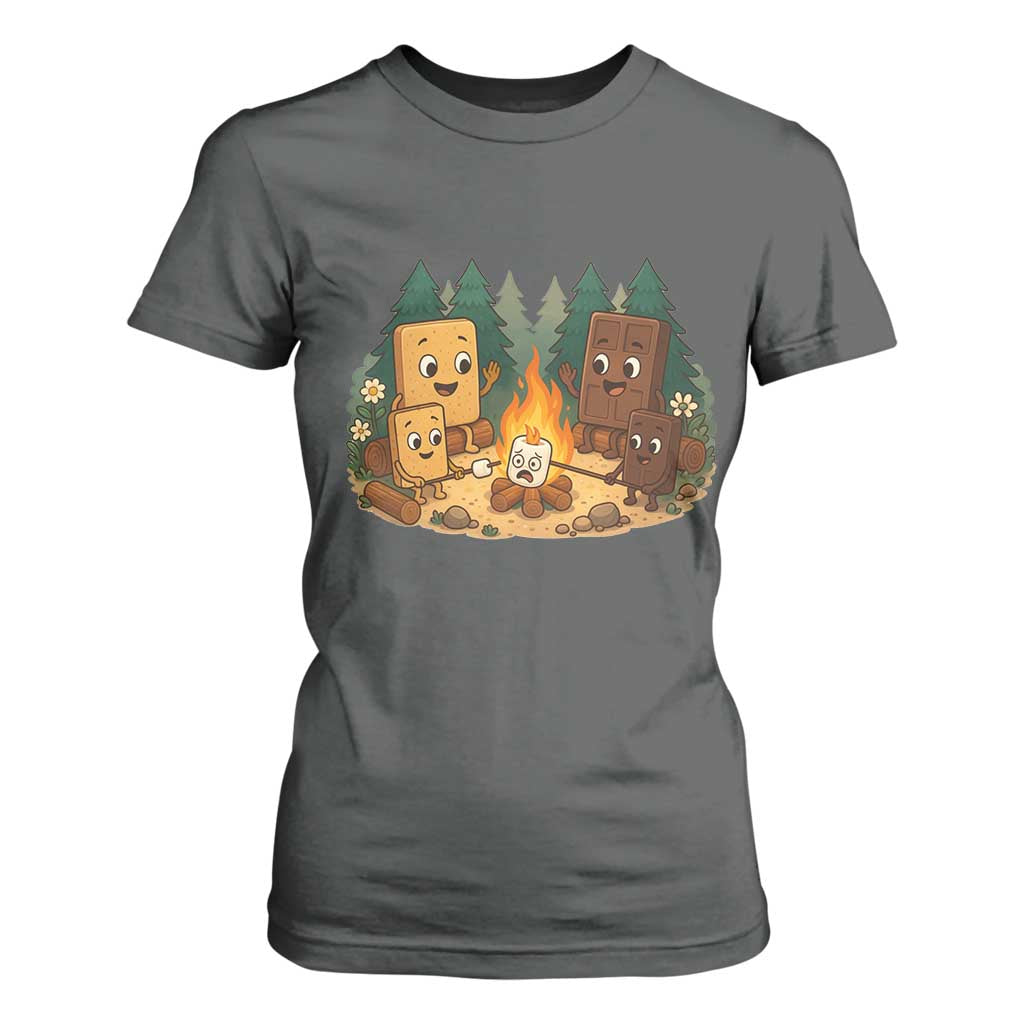 Funny Smores Camping T Shirt For Women Marshmallow Chocolate Fire TS12 Dark Heather Print Your Wear