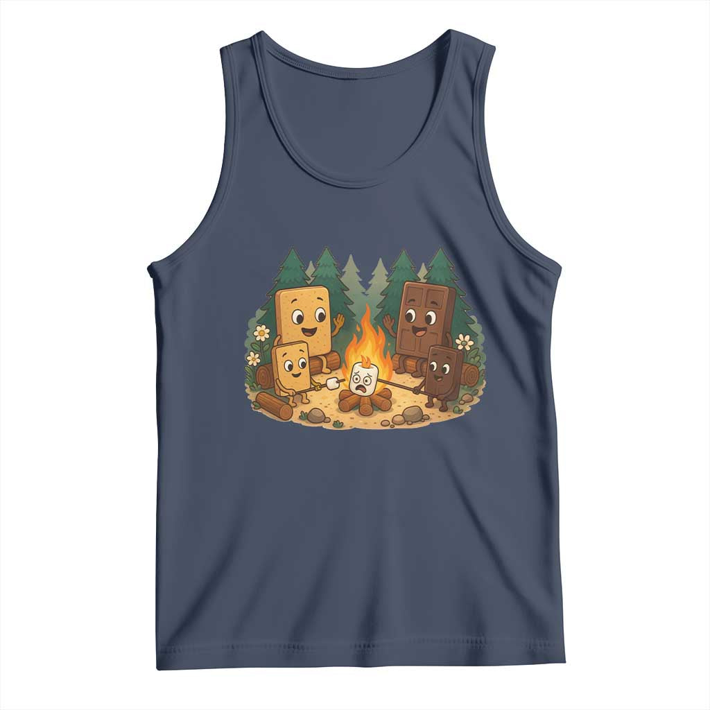 Funny Smores Camping Tank Top Marshmallow Chocolate Fire TS12 Navy Print Your Wear