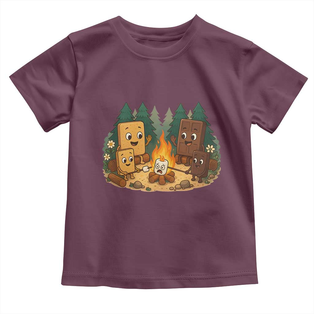 Funny Smores Camping Toddler T Shirt Marshmallow Chocolate Fire TS12 Maroon Print Your Wear
