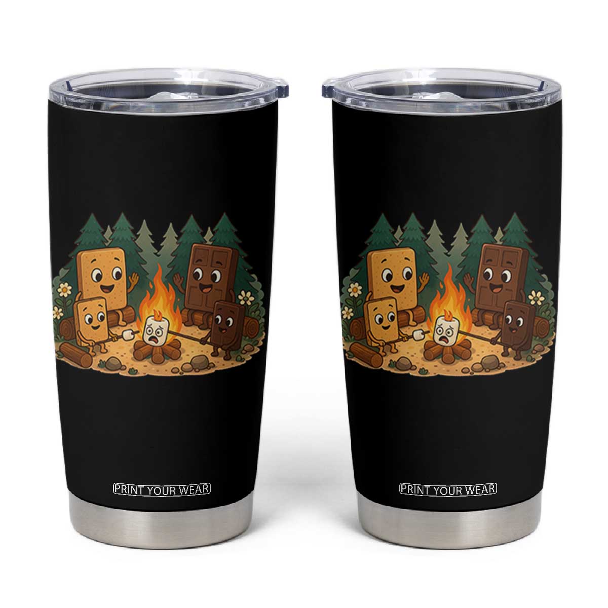 Funny Smores Camping Tumbler Cup Marshmallow Chocolate Fire TS12 Black Print Your Wear