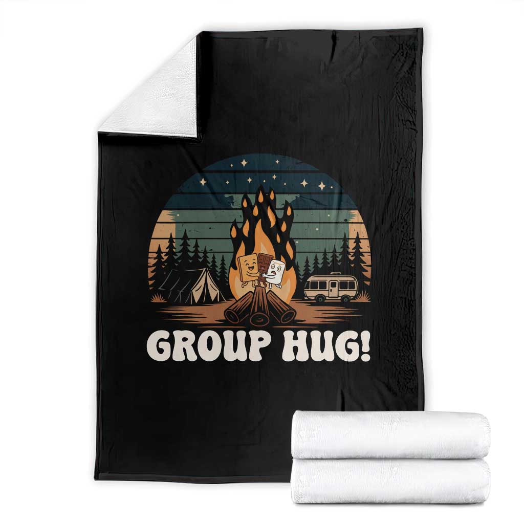 Funny Smores Camping Throw Blanket Group Hug TS12 Black Print Your Wear