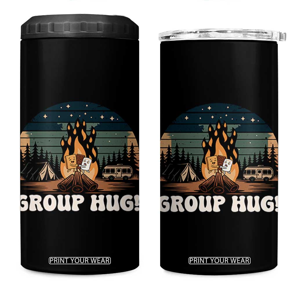 Funny Smores Camping 4 in 1 Can Cooler Tumbler Group Hug TS12 One Size: 16 oz Black Print Your Wear