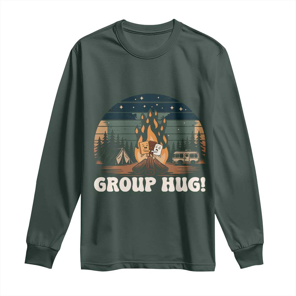 Funny Smores Camping Long Sleeve Shirt Group Hug TS12 Dark Forest Green Print Your Wear