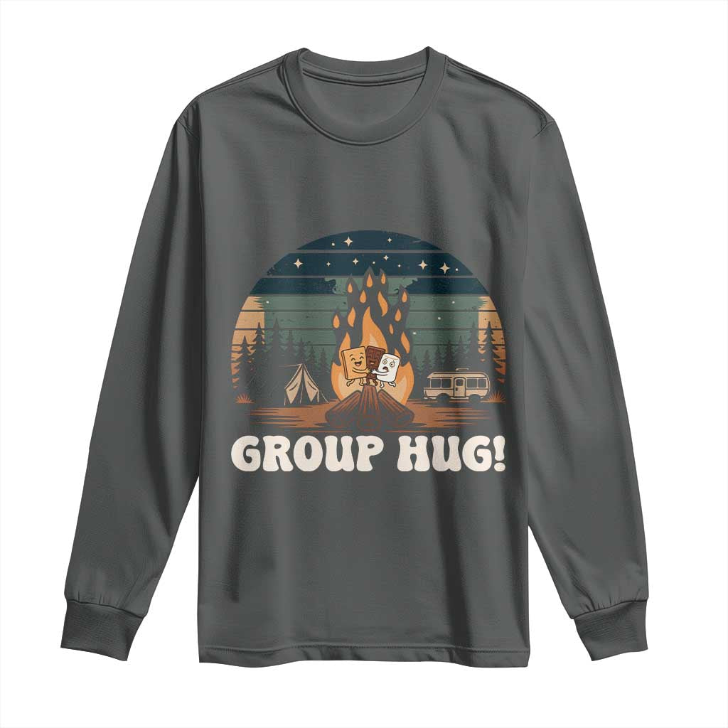 Funny Smores Camping Long Sleeve Shirt Group Hug TS12 Dark Heather Print Your Wear