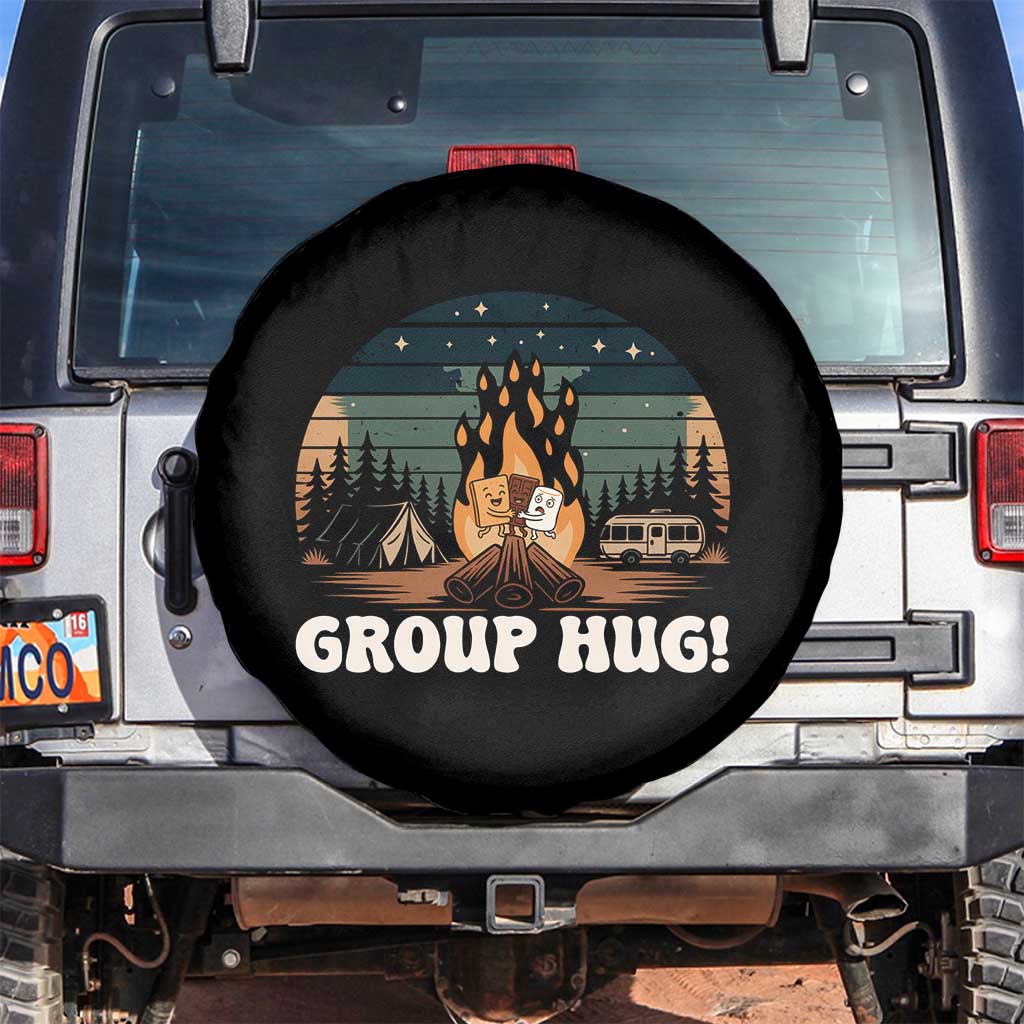 Funny Smores Camping Spare Tire Cover Group Hug TS12 No hole Black Print Your Wear